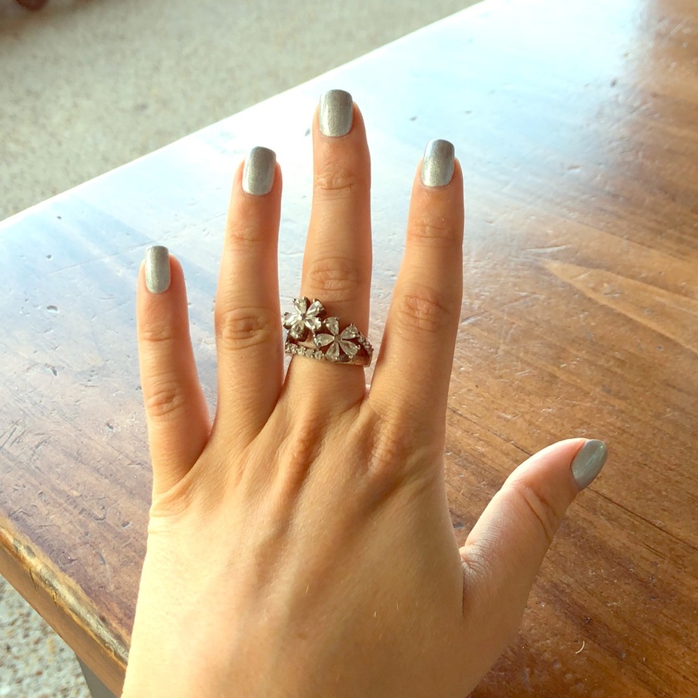 Sterling Silver Dazzling Flower Ring - image 1